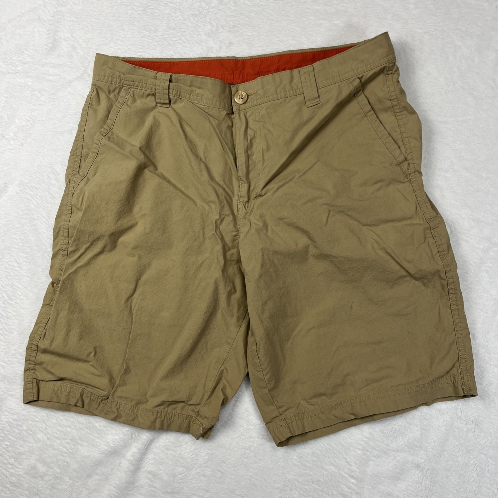Columbia Washed Out Shorts Mens 32 Beige 10" Inseam Am4471 Gorpcore Camp Hike